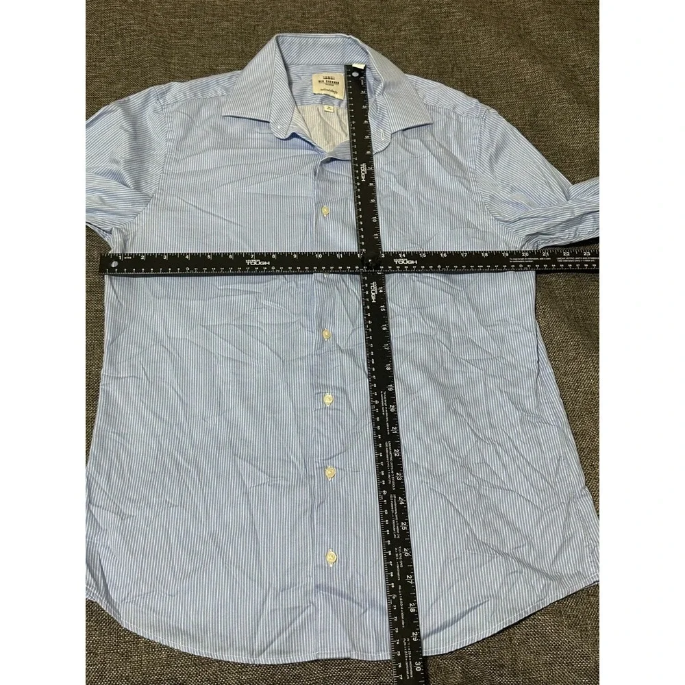 Ben Sherman Slim Fit Men's 16 32-33 Light Blue Striped Long‎ Sleeve Shirt